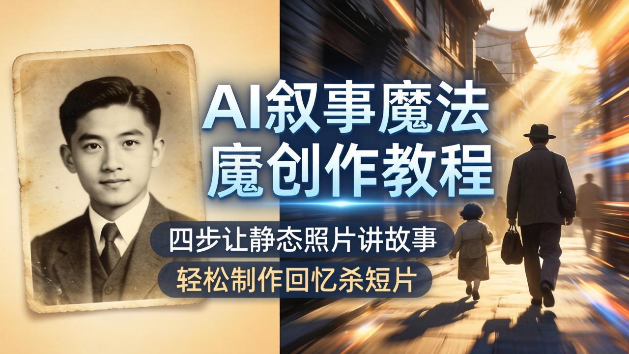 （18208期）AI叙事魔法创作教程，四步让静态照片讲故事，老照片修复加动态特效，轻松制作回忆杀短片-齐力副业