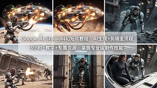 （18173期）Google AI Studio科幻短片教程：AI生成+剪辑全流程，3小时+教学+专属资源，掌握专业级制作技能-齐力副业