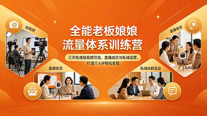 （18187期）全能老板娘流量体系训练营，三天吃透短视频引流、直播成交与私域运营，打造个人IP轻松变现-齐力副业
