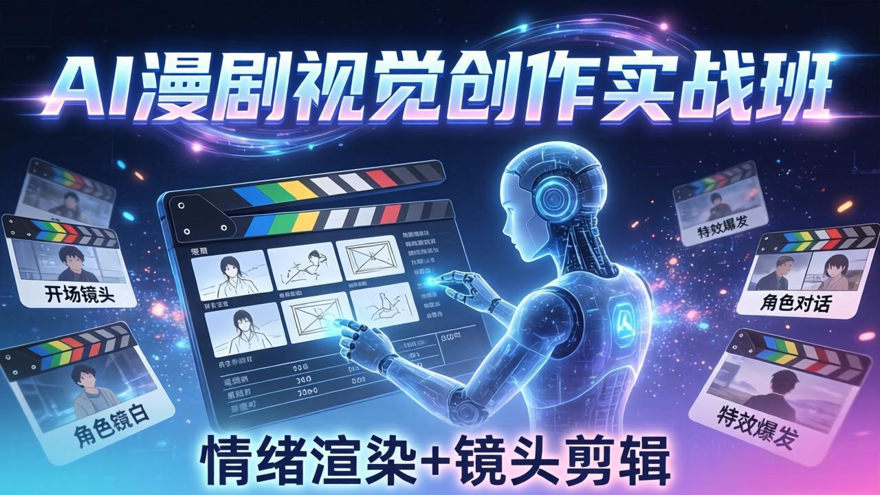 （17874期）AI漫剧视觉导演思维实战班，从脚本到成片全掌握，分镜设计情绪渲染一站学会-齐力副业