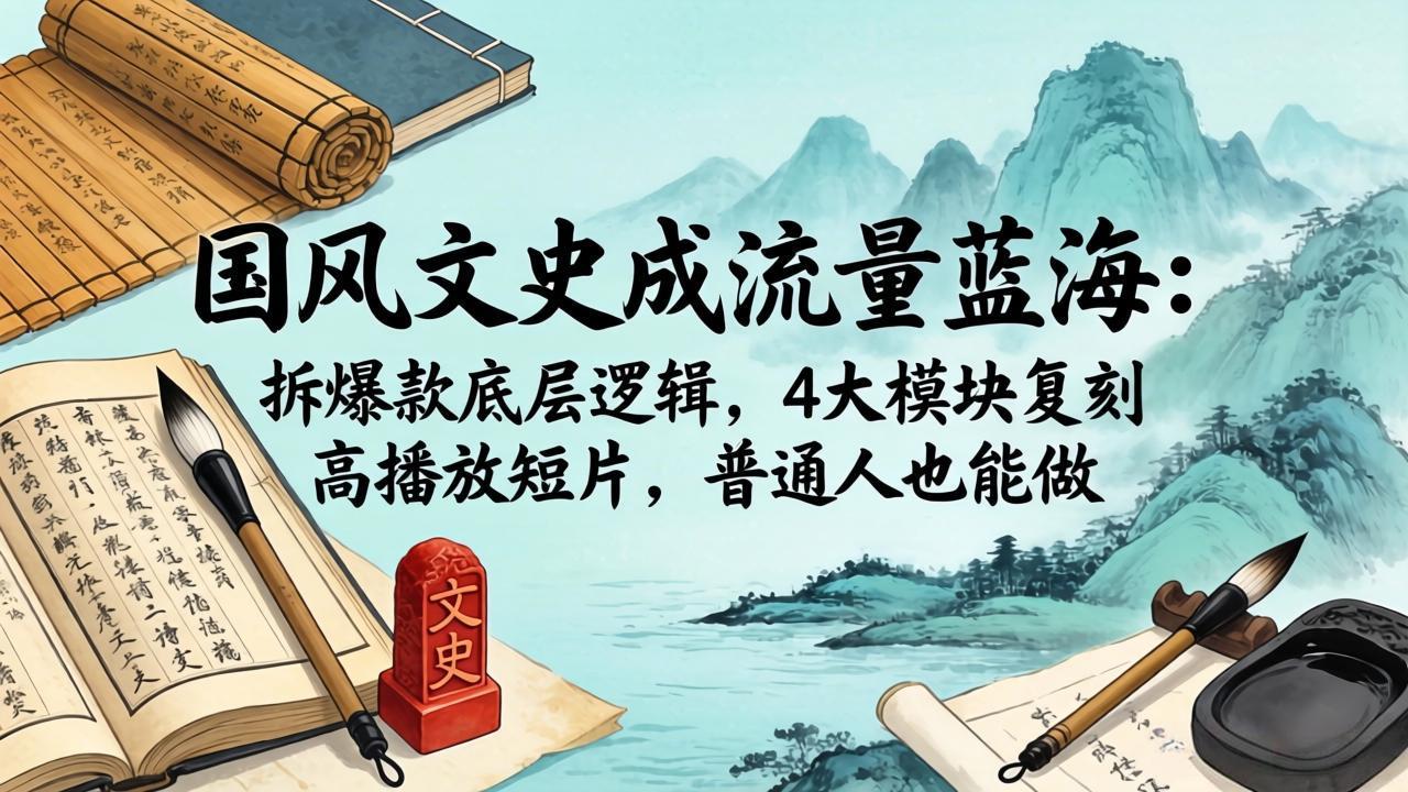 （18227期）国风文史成流量蓝海：拆爆款底层逻辑，4大模块复刻高播放短片，普通人也能做-齐力副业