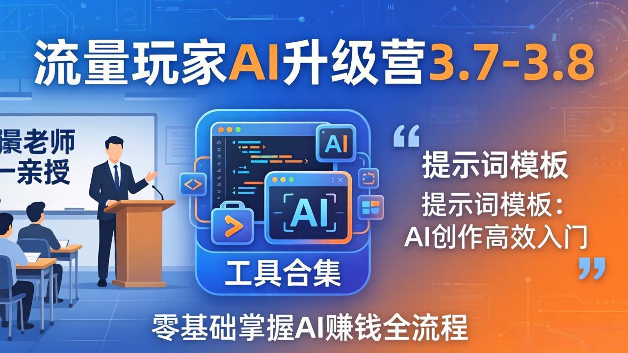 （18022期）流量玩家AI升级营3.7-3.8全套资料：多老师亲授+工具合集+提示词模板，零基础掌握AI赚钱全流程-齐力副业