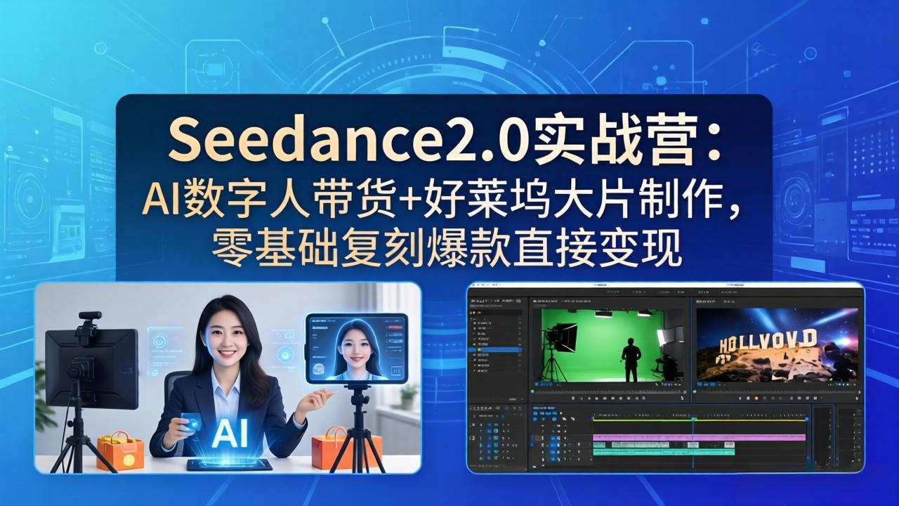 （18238期）Seedance2.0实战营：AI数字人带货+好莱坞大片制作，零基础复刻爆款直接变现-齐力副业