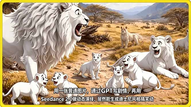 （18137期）用一张普通图片，通过GPT写剧情，再用Seedance 2.0做动态演绎，居然能生成迪士尼风格搞笑动画-齐力副业
