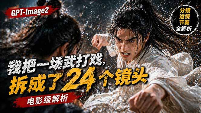 （18212期）用GPT-Image2，把一段武打对决拆成24个连续镜头，从人物建立、动作衔接、运镜节奏，到情绪爆发-齐力副业