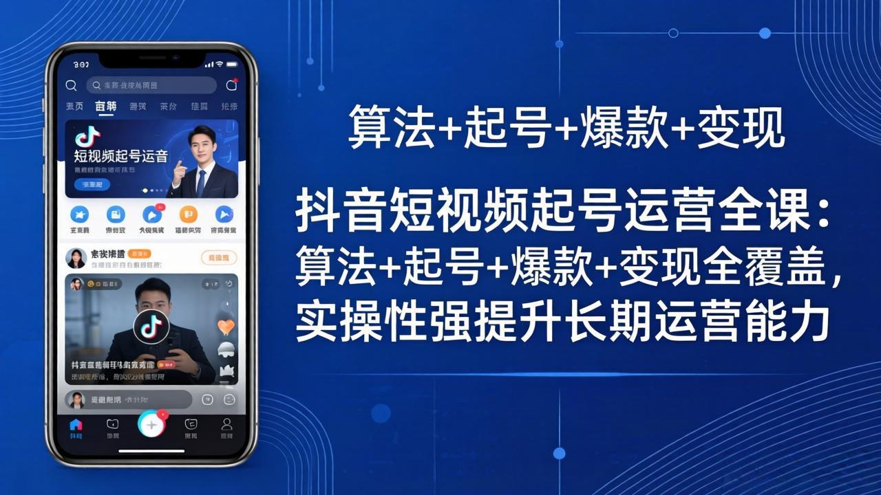 （18071期）抖音短视频起号运营全课：算法+起号+爆款+变现全覆盖，实操性强提升长期运营能力-齐力副业
