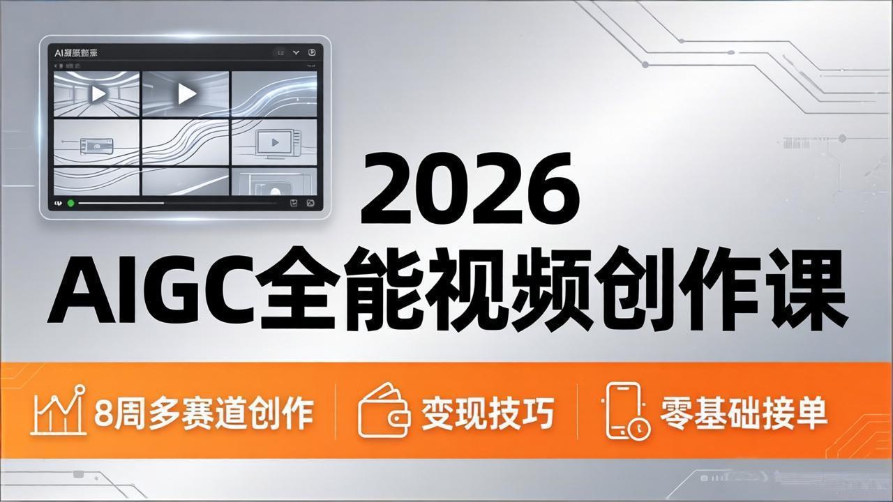 （18215期）2026AIGC全能视频创作课，8周吃透多赛道创作+变现，零基础也能高效出片接单-齐力副业