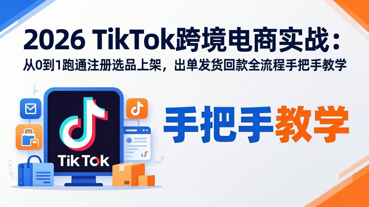 （17850期）2026TikTok跨境电商实战：从0到1跑通注册选品上架，出单发货回款全流程手把手教学-齐力副业