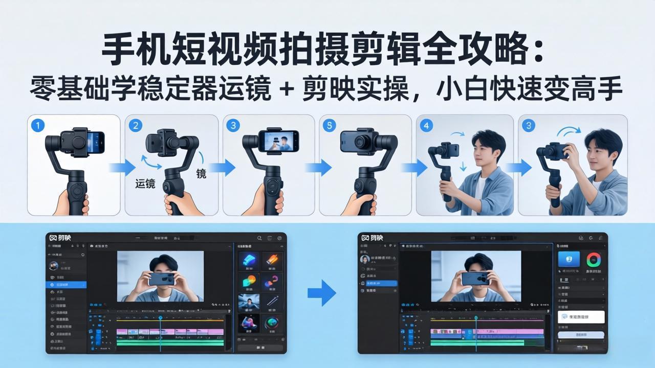 （18003期）手机短视频拍摄剪辑全攻略：零基础学稳定器运镜 + 剪映实操，小白快速变高手-齐力副业