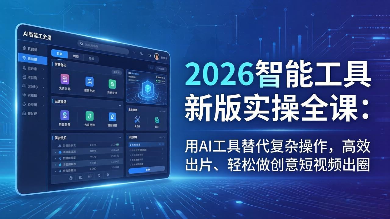 （18005期）2026智能工具新版实操全课：用AI工具替代复杂操作，高效出片、轻松做创意短视频出圈-齐力副业