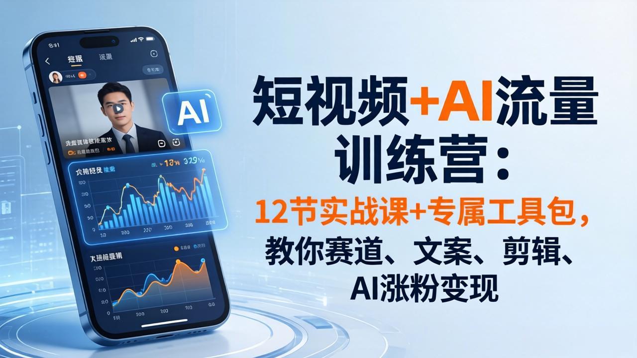 （18078期）短视频+AI流量训练营：12节实战课+专属工具包，教你赛道、文案、剪辑、AI涨粉变现-齐力副业