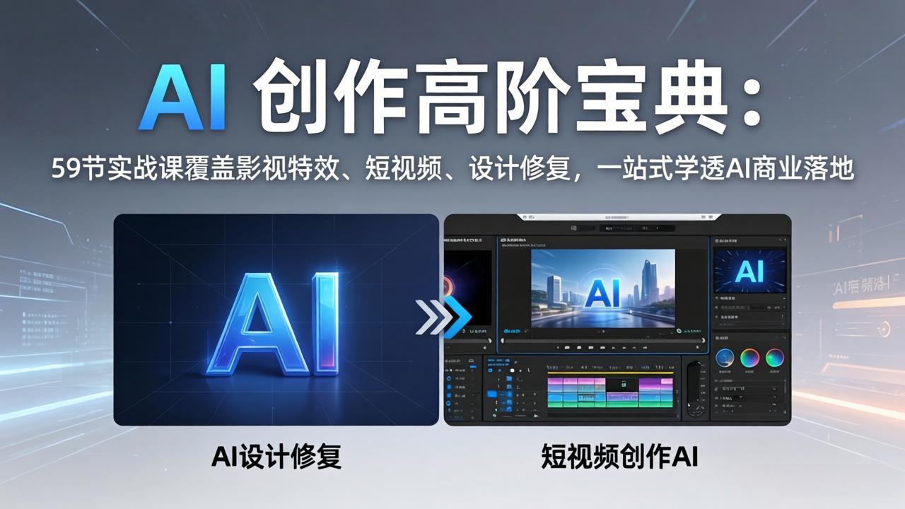 （17887期）AI 创作高阶宝典：59节实战课覆盖影视特效、短视频、设计修复，一站式学透AI商业落地-齐力副业