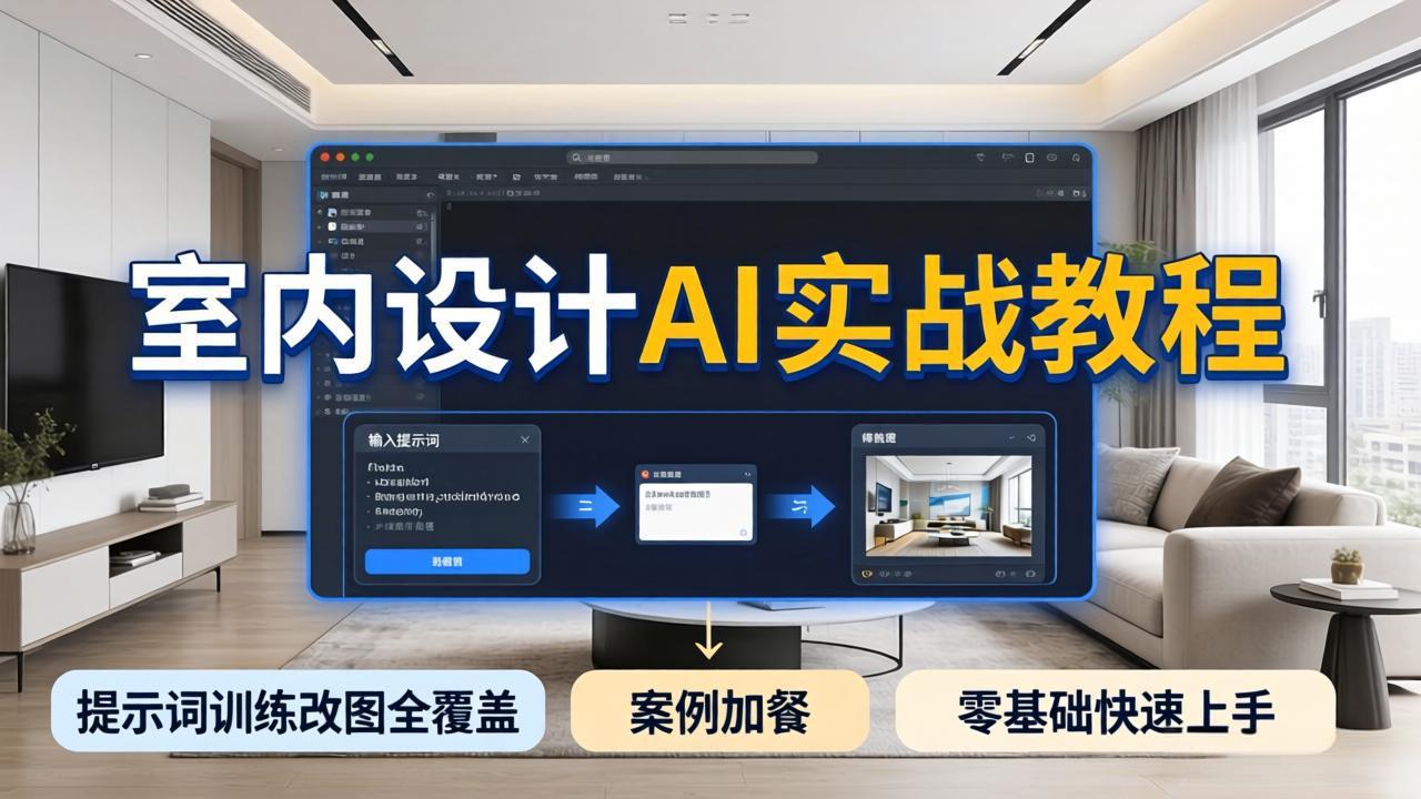 （18216期）2026室内设计AI实战教程，提示词训练改图全覆盖，搭配案例加餐，零基础也能快速上手-齐力副业