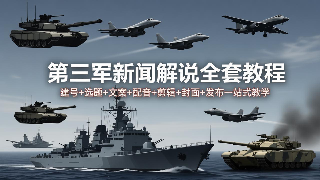 （18081期）第三军迷新闻解说全套教程：建号+选题+文案+配音+剪辑+封面+发布一站式教学-齐力副业
