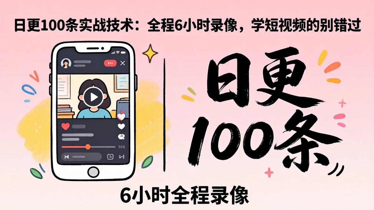 （18097期）某工作坊东莞2026年4月12线下课：日更100条实战：全程6小时录像，学短视频的别错过-齐力副业