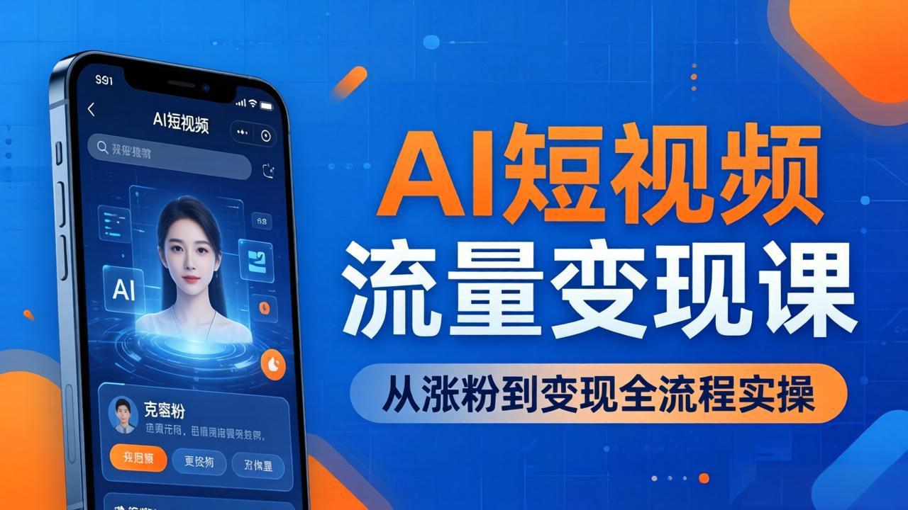 （17939期）AI短视频流量变现课：一部手机玩转数字人克隆+爆款制作，从涨粉到变现全流程实操-齐力副业