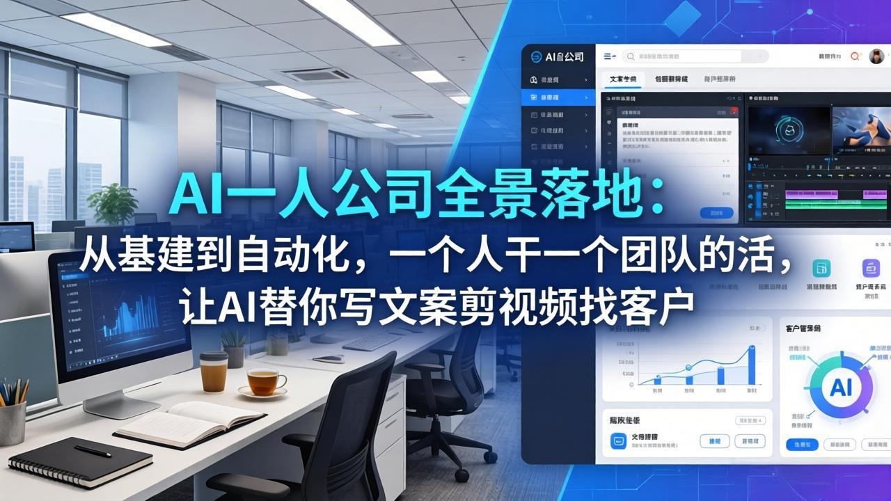 （17939期）AI一人公司全景落地：从基建到自动化，一个人干一个团队的活，让AI替你写文案剪视频找客户-齐力副业