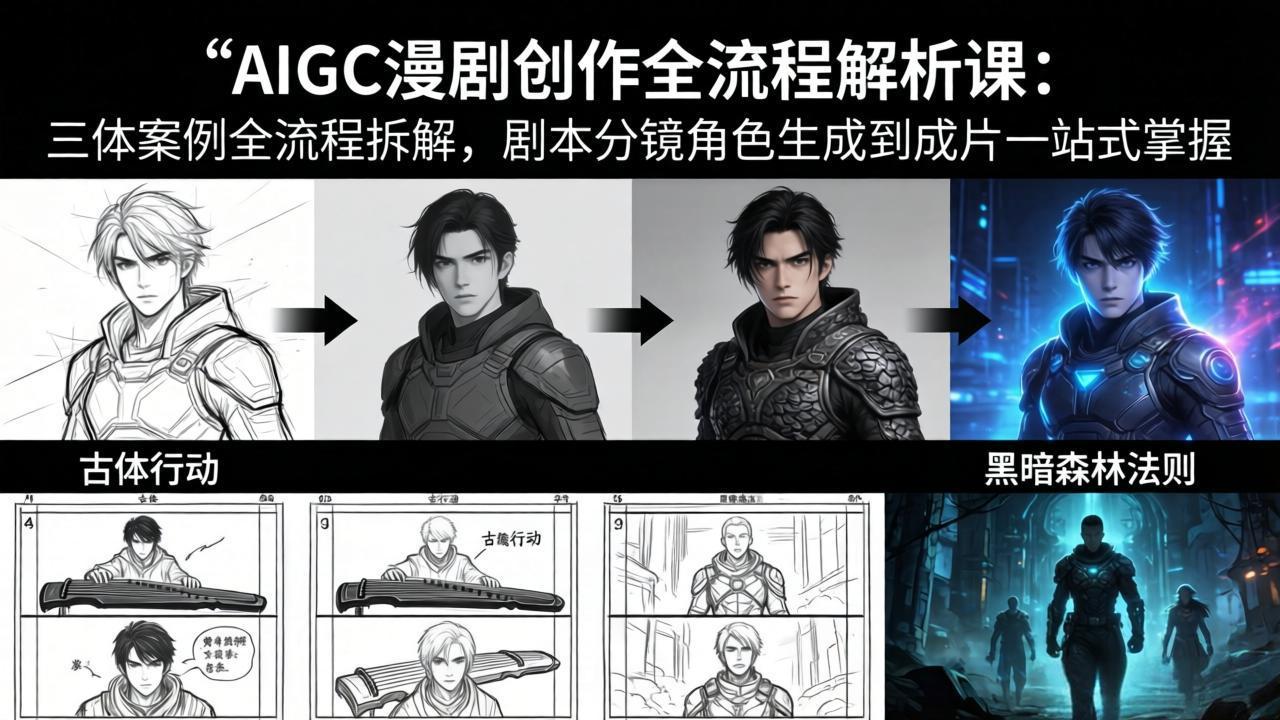 （17879期）AIGC漫剧创作全流程解析课：三体案例全流程拆解，剧本分镜角色生成到成片一站式掌握-齐力副业