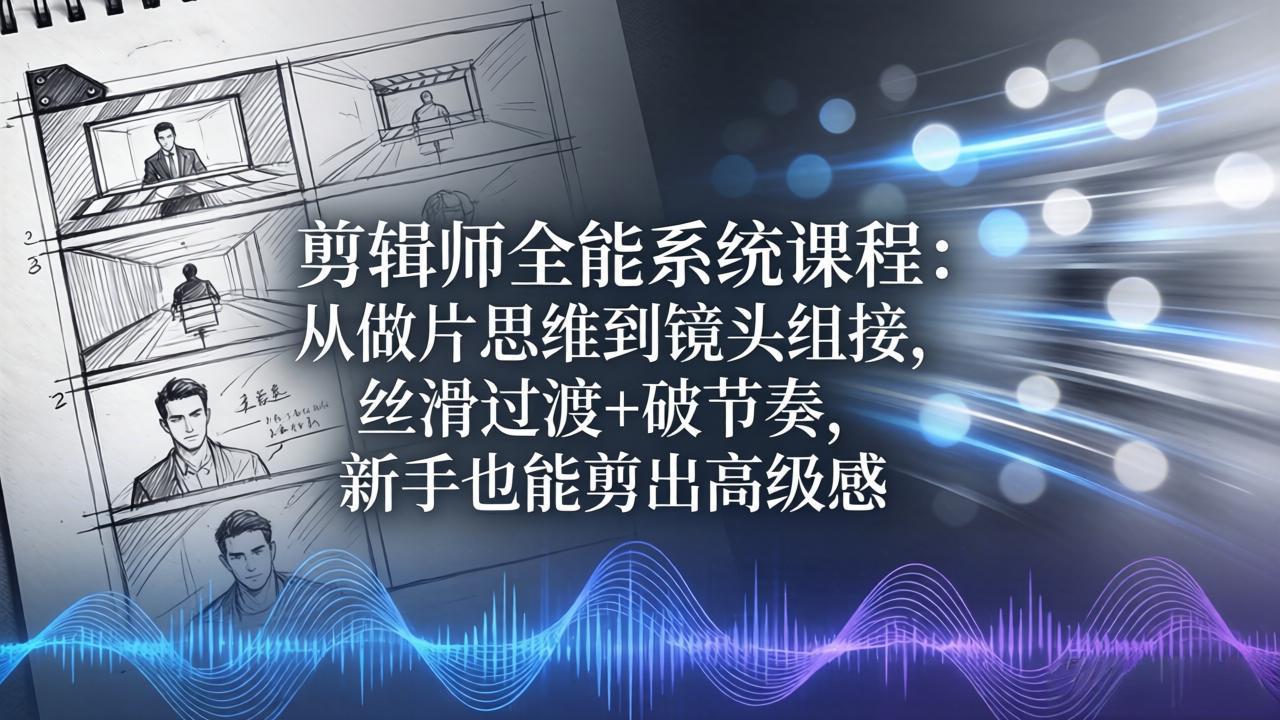 （18260期）剪辑师全能系统课程：从做片思维到镜头组接，丝滑过渡+破节奏，新手也能剪出高级感-齐力副业