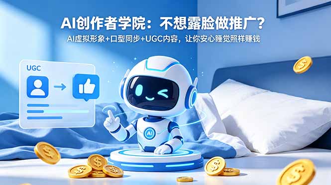 (18599期)AI创作者学院:不想露脸做推广?AI虚拟形象+口型同步+UGC内容,让你安心睡觉照样赚钱-齐力副业