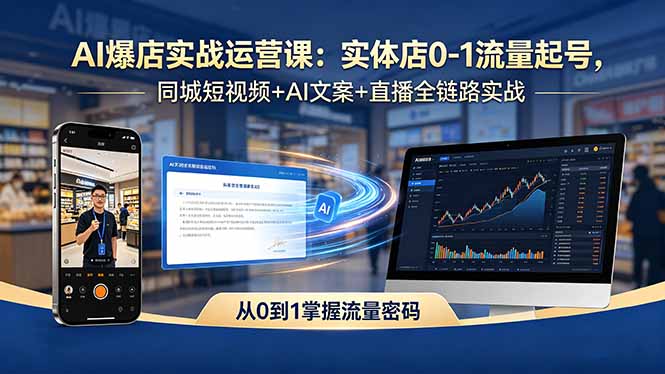 （18451期）AI爆店实战运营课：实体店0-1流量起号，同城短视频+AI文案+直播全链路实战-齐力副业