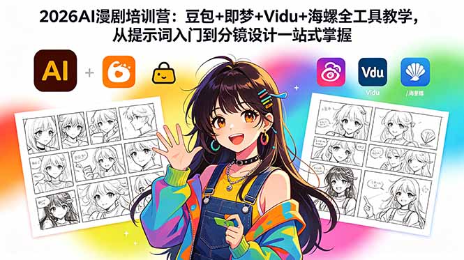 （18607期）2026AI漫剧培训营：豆包+即梦+Vidu+海螺全工具教学，从提示词入门到分镜设计一站式掌握-齐力副业