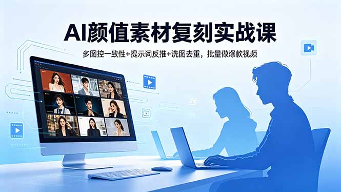 （18450期）AI颜值素材复刻实战课，多图控一致性+提示词反推+洗图去重，批量做爆款视频-齐力副业