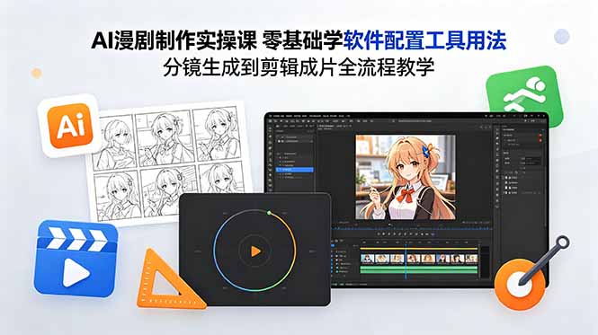 (18605期)AI漫剧制作实操课 零基础学软件配置工具用法 分镜生成到剪辑成片全流程教学-齐力副业