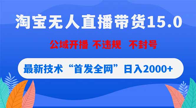 (18562期)淘宝无人直播带货15.0,不封号,不违规,公域玩法,首发全网日入2000+-齐力副业