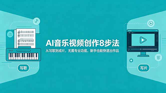 （18340期）AI音乐视频创作8步法：从写歌到成片，无需专业功底，新手也能快速出作品-齐力副业