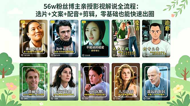 (18579期)56万粉丝博主亲授影视解说全流程:选片+文案+配音+剪辑,零基础也能快速出圈-齐力副业