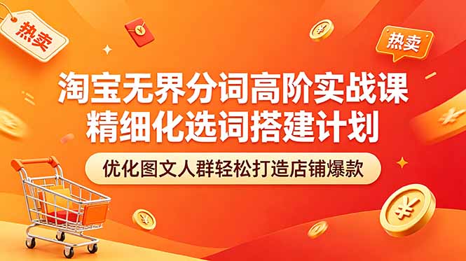 (18564期)淘宝无界分词高阶实战课 精细化选词搭建计划 优化图文人群轻松打造店铺爆款-齐力副业