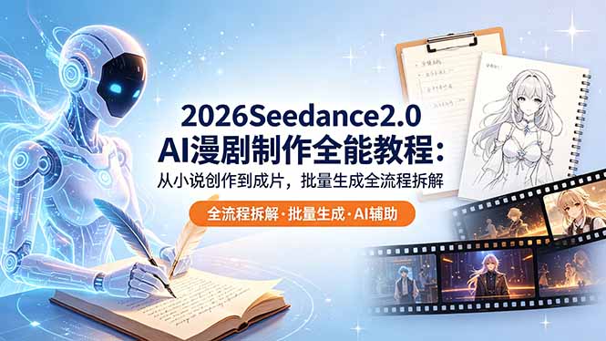 （18537期）2026Seedance2.0 AI制作全能教程：从小说创作到成片，批量生成全流程拆解-齐力副业