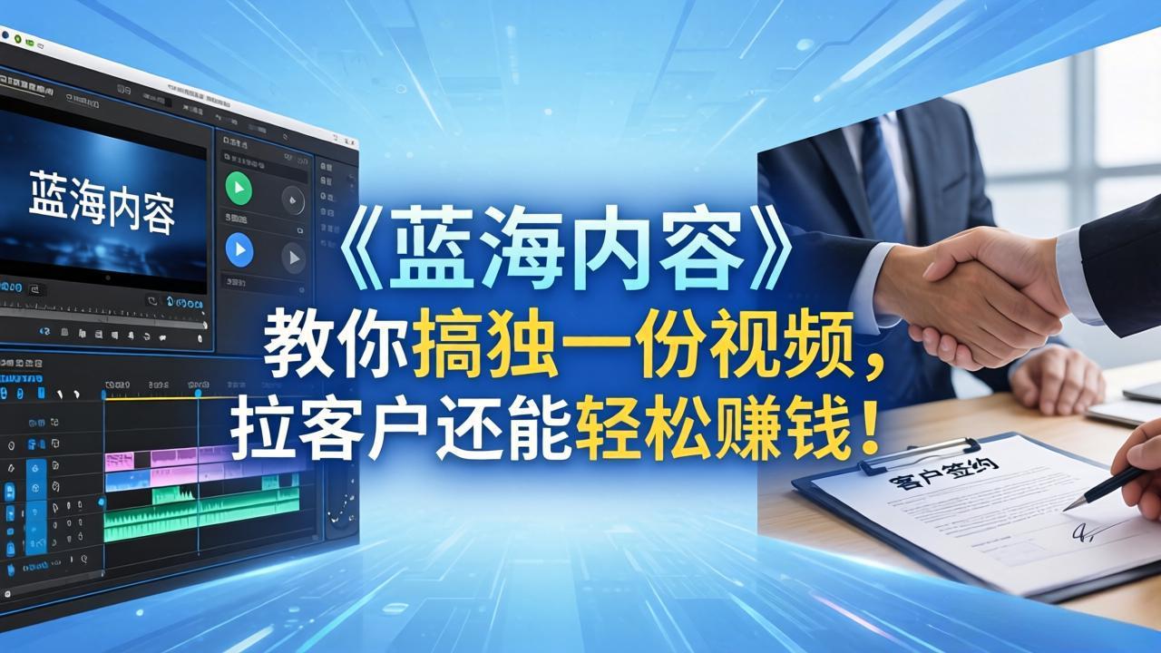 （18301期）做视频卷不动了？《蓝海内容》教你搞独一份视频，拉客户还能轻松赚钱！-齐力副业