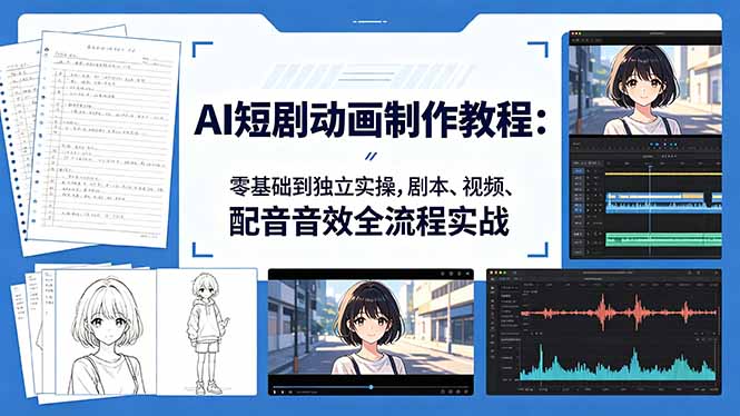 （18351期）AI短剧动画制作教程：零基础到独立实操，剧本、视频、配音音效全流程实战-齐力副业