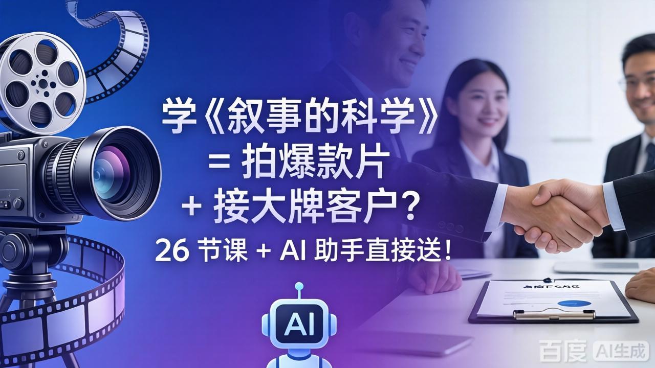 （18302期）学《叙事的科学》= 拍爆款片 + 接大牌客户？26 节课 + AI 助手直接送！-齐力副业