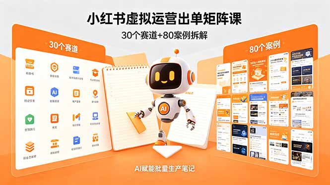 （18342期）小红书虚拟运营出单矩阵课：30个赛道+80案例拆解，AI赋能批量生产笔记-齐力副业