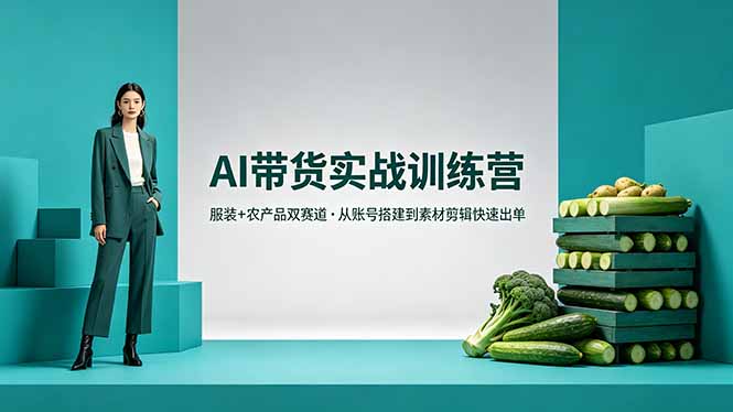（18355期）AI带货实战训练营，服装+农产品双赛道，从账号搭建到素材剪辑快速出单-齐力副业