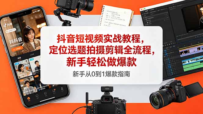（18524期）抖音短视频实战教程，定位选题拍摄剪辑全流程，新手轻松做爆款-齐力副业