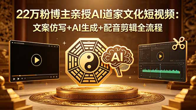 (18580期)22万粉博主亲授AI道家文化短视频:文案仿写+AI生成+配音剪辑全流程-齐力副业