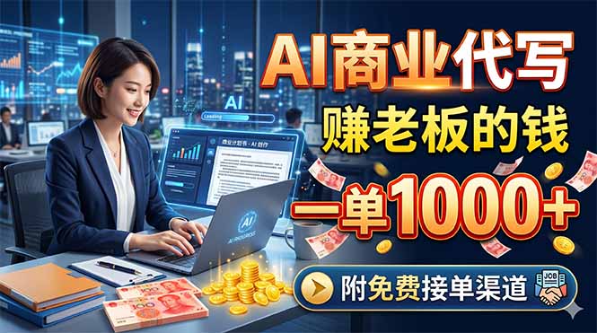 （18444期）AI商业代写，赚老板的钱，一单1000+，附免费接单渠道-齐力副业