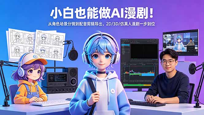 （18343期）小白也能做AI漫剧！从角色场景分镜到配音剪辑导出，2D/3D/仿真人漫剧一步到位-知行副业网