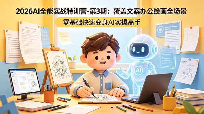 （18572期）2026AI全能实战特训营-第3期：覆盖文案办公绘画全场景 零基础快速变身AI实操高手-齐力副业