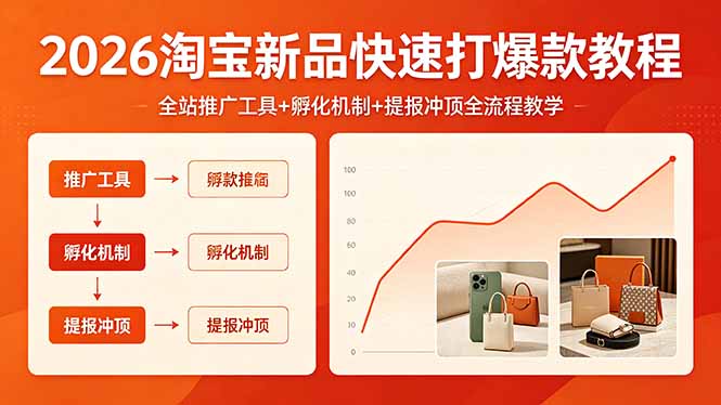 （18422期） 2026淘宝新品快速打爆款教程，全站推广工具+孵化机制+提报冲顶全流程教学-齐力副业