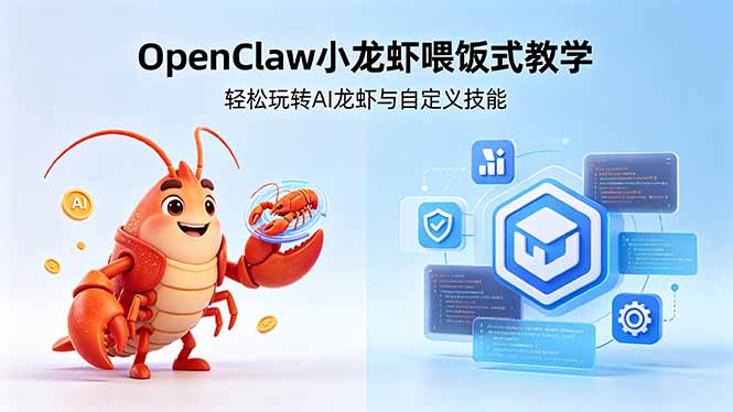 (18566期)不用懂技术!OpenClaw小龙虾喂饭式教学,轻松玩转AI龙虾与自定义技能 (5月22更新)-齐力副业