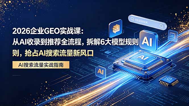 （18368期）2026 企业GEO实战课：从AI收录到推荐全流程，拆解6大模型规则，抢占 AI 搜索流量新风口-齐力副业