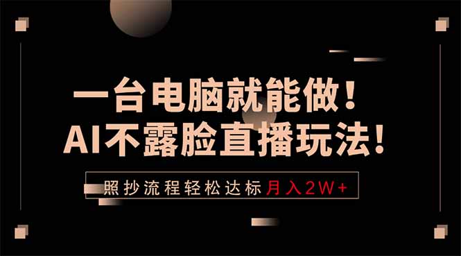 （18472期）一台电脑就能做！AI不露脸直播玩法，照抄流程轻松达标月入2W+-齐力副业
