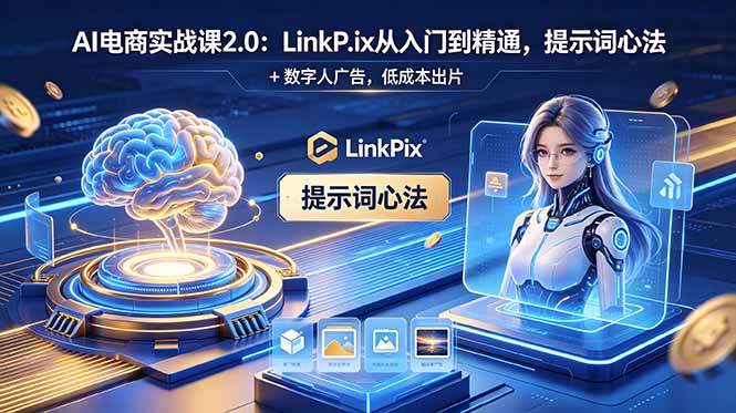 (18655期)AI 电商实战课2.0|LinkPix 从入门到精通,提示词心法 + 数字人广告,低成本出片-齐力副业