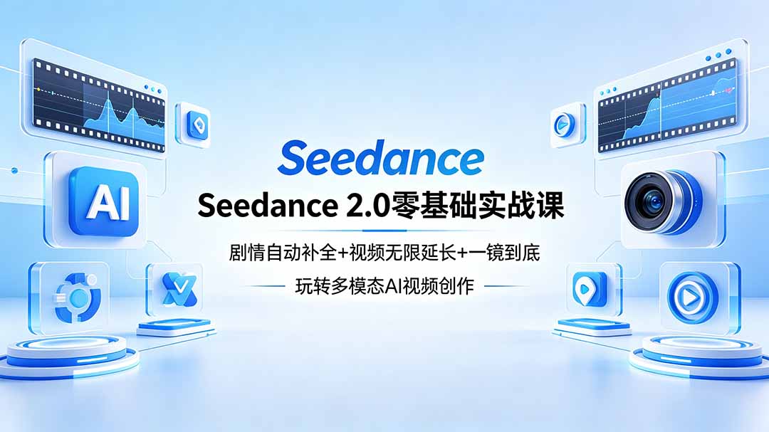 （18312期）Seedance 2.0零基础实战课：剧情自动补全+视频无限延长+一镜到底：玩转多模态AI视频创作-齐力副业