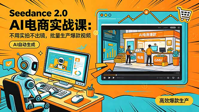 （18433期）Seedance 2.0 AI电商实战课：不用实拍不出镜，批量生产爆款视频打爆GMV-齐力副业